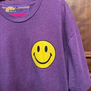Aviator Nation Purple Tee with Yellow Smiley